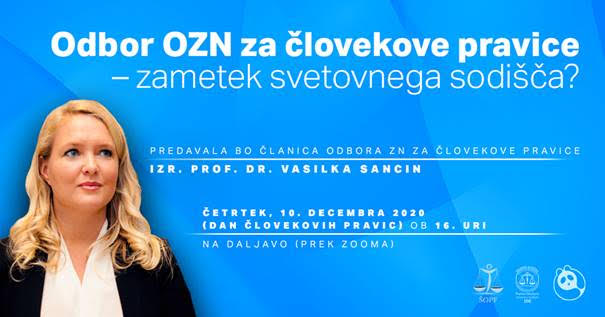 Predavanje izr. prof. dr. Vasilke Sancin: Odbor OZN za človekove pravice – zametek svetovnega sodišča?